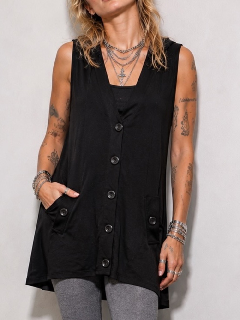 Christian Siriano Cardigan Womens Size 2X Black Hooded Oversized Boho Chic